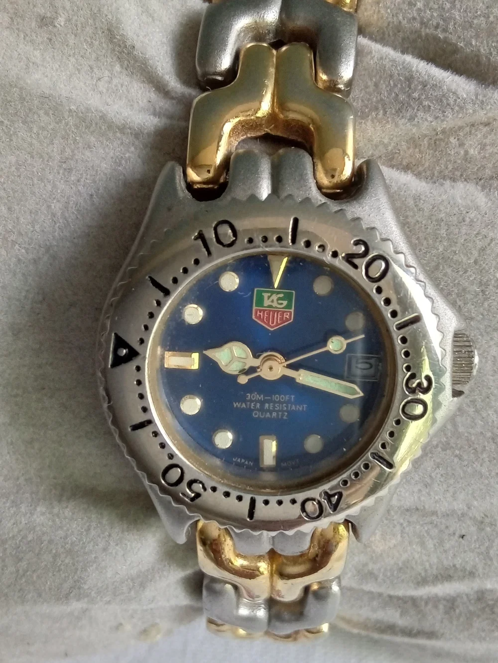 TAG Heuer Link Professional Blue Dial Two Tone Gold Silver Watch Swiss Watch
